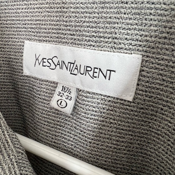 Yves Saint Laurent Dress Shirt Mens Large 16 1/2 32-33 Gray Long Sleeve Button - Picture 3 of 5